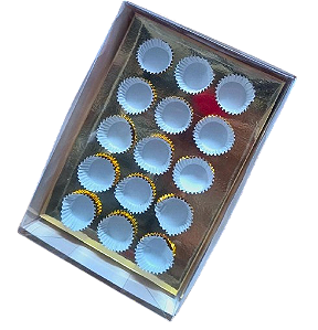 10 Caixa 15 Brigadeiros Berço Dourado Tampa Baixa PVC