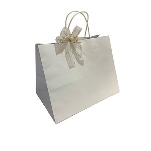 10 Sacola 27x31x12,5 Branca Alça Torcida