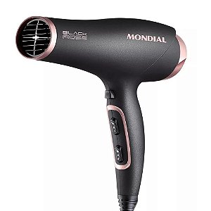 SECADOR DE CABELO MONDIAL BLACK ROSE SC-37 PRETO E ROSA 127V