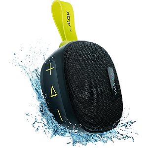 Caixa de Som Portátil WAAW by Alok ME 100SB, 5W, Bluetooth, Resistente à Água IPX6, Preto e Verde