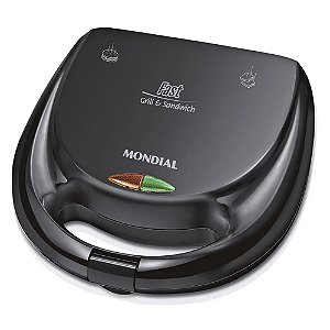 Sanduicheira Fast Grill e Sandwich, Mondial, Preto, 750W, 110V - S-12