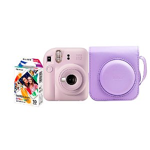 Kit CÂMera InstantÂNea Fujifilm Instax Mini 12 LilÁS Pack 10 Filmes Spray Art Bolsa LilÁS
