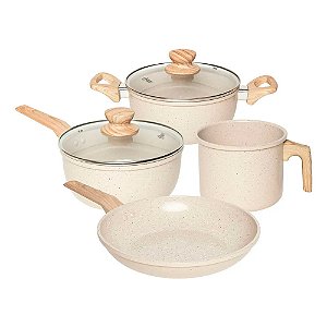 Kit De Panelas 4 PeÇAs CerÂMica Marble Edition Cream Oster