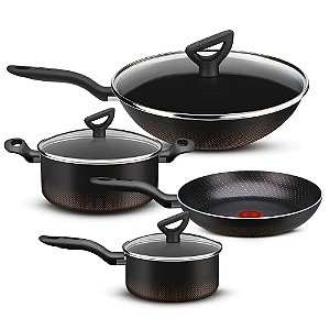 Conjunto de Panelas Arno 4 Peças Rochedo Inova Preto com Cobre