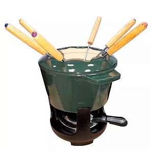 Kit Fondue em Ferro Fundido 10 Peças Henwick Verde Bandeira
