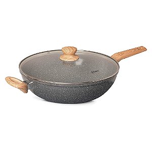 Panela Wok Com Tampa 5,5l Cerâmiica Marble Edition Dark Grey Oster