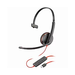 Headset Poly Blackwire 3210 Mono Usb-c com Adaptador Usb-a
