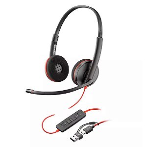 Headset Poly Blackwire 3220 Stereo Usb-c Adaptador Usb-a