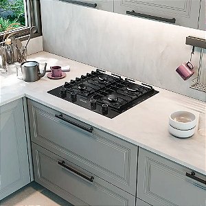 Cooktop 4 Bocas a Gás Mueller Mesa de Vidro Grades de Ferro Fundido Mcg4bm Bivolt