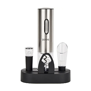 Kit Abridor Elétrico de Vinho Portátil Joog Jg-ew2 Led Prata