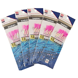 kit com 5 sabiki Rosa ALA 151 Anzol n 1/0