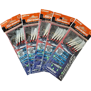kit com 5 Sabiki Branco Anzol: Maruseigo 16