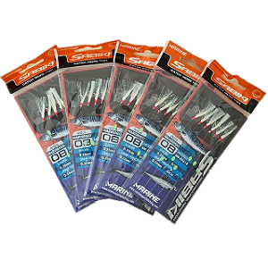 kit com 5 Sabiki Branco Anzol: Maruseigo 08