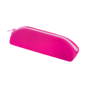 ESTOJO TRIANGULAR - SILICONE - 1 ZIPER - ROSA