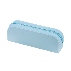 ESTOJO RETANGULAR - SILICONE - 1 ZIPER - AZUL PASTEL
