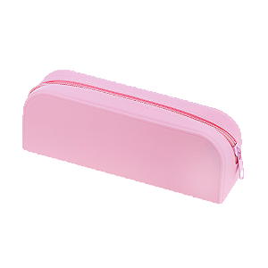 ESTOJO RETANGULAR - SILICONE - 1 ZIPER - ROSA PASTEL