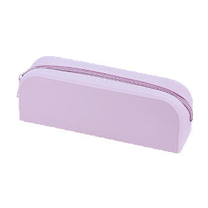 ESTOJO RETANGULAR - SILICONE - 1 ZIPER -LILÁS