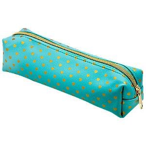 ESTOJO ESTAMPADO - 1 ZIPER - VERDE ÁGUA E DOURADO