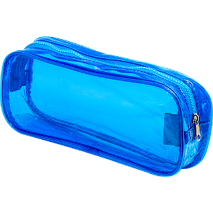 ESTOJO TRANSPARENTE - 1 ZIPER - AZUL