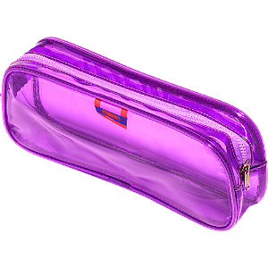 ESTOJO TRANSPARENTE - 1 ZIPER - ROXO