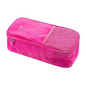 ESTOJO 50 PENS - NYLON - 1 ZIPER E TELA - ROSA