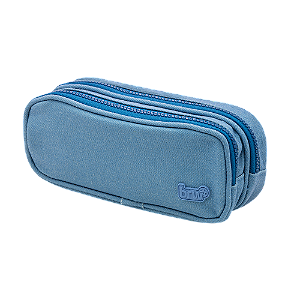 ESTOJO - NYLON - 2 ZIPERS - JEANS AZUL