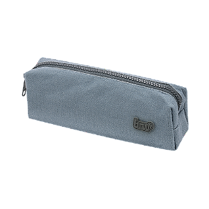ESTOJO - NYLON - 1 ZIPER - JEANS CINZA