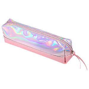 ESTOJO HOLOGRÁFICO - 1 ZIPER - ROSA CLARO