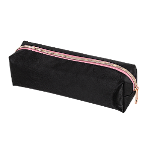 ESTOJO ESTAMPADO - POLIÉSTER - 1 ZIPER - PRETO C/ ROSA