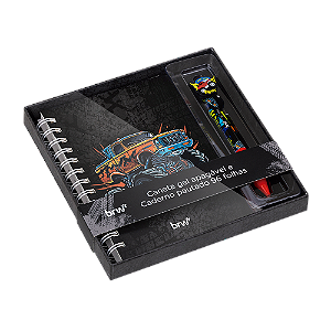 CANETA ESFEROGRÁFICA DIVERT GEL APAG 0.7MM + CADERNO - CARS - CX PRESENTE C/ 2UN