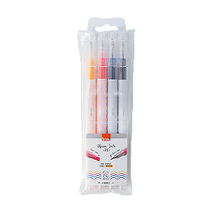 MARCA-TEXTO COM FINELINER - 4 CORES NEON - BLISTER C/ 4UN