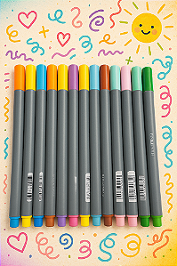 KIT COM 13 CANETINHAS HIDROGRÁFICA FINE LINER 0.4MM