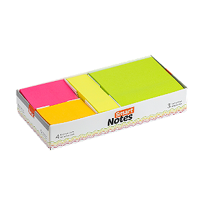 BLOCO SMART NOTES CX PRESENTE - COLORIDO NEON - 80FLS - 4 BLOCOS