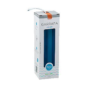 GARRAFA PLÁSTICA COM ALÇA NA TAMPA - 500ML - AZUL
