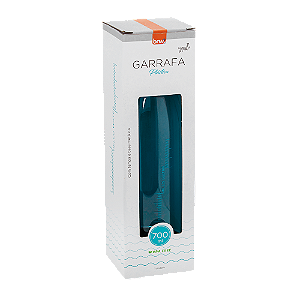 GARRAFA PLÁSTICA ESTAMPADA C/ TAMPA AL - 700ML - TURQUESA