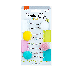 CLIPES PARA PAPEL BINDER 25MM - BLISTER C/ 4 UN - POMPOM
