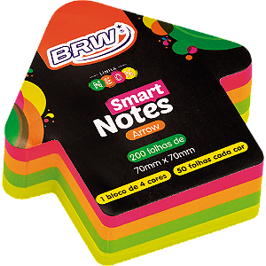 BLOCO SMART NOTES ARROW 70X70MM SETA - COLORIDO NEON -200FLS - 1BLOCO