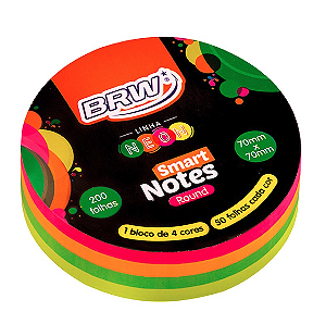 BLOCO SMART NOTES ROUND 70X70MM - COLORIDO NEON -200FLS - 1BLOCO