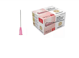 Agulha Hipodérmica Cx C/ 100 Unidades 40 x 1,20mm (Rosa) - Descarpack
