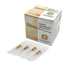 Agulha Hipodérmica Cx C/ 100 Unidades 13 x 0,45mm (Marrom) - Descarpack