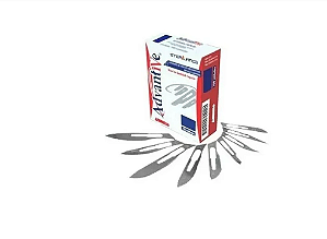 Lâmina de Bisturi Aço Carbono Nº15C (Dentista) C/ 100 Unidades - Advantive