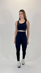 Conjunto Preto linha Dance Top Regata+legging cós alto ZERO transparência