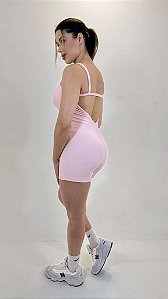 Macaquinho Fitness Costas Abertas Linha Paris – Crystal Rose