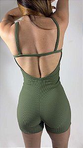 Macaquinho Fitness Com Costas Abertas tecido blackout Linha Paris-Chive