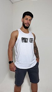 Regata Longline Masculina em Malha de Algodão Premium - Branco