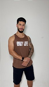 Regata Longline Masculina em Malha de Algodão Premium - Marrom