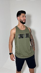 Regata Longline Masculina em Malha de Algodão Premium - Verde MIlitar