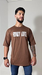Camiseta Oversize Masculina – Algodão Premium - Marrom
