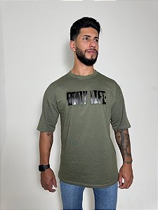 Camiseta Oversize Masculina – Algodão Premium - Verde Militar