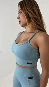 Top Cropped Linha Duplex - Cor Azul Mirante